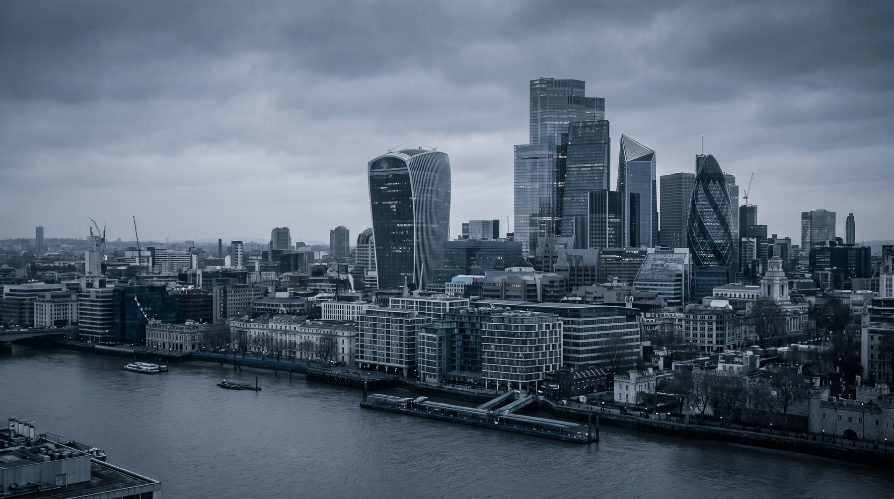 The City of London financial district at dusk