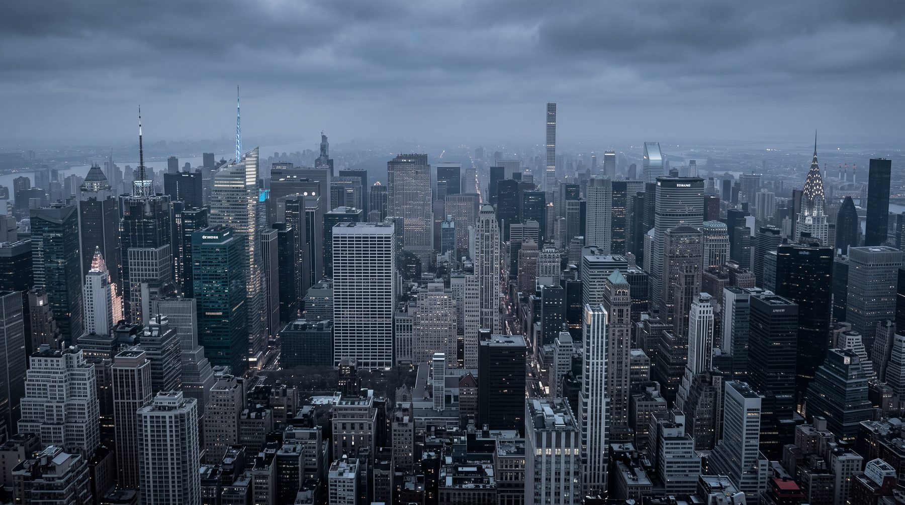 The Midtown Manhattan skyline at dusk